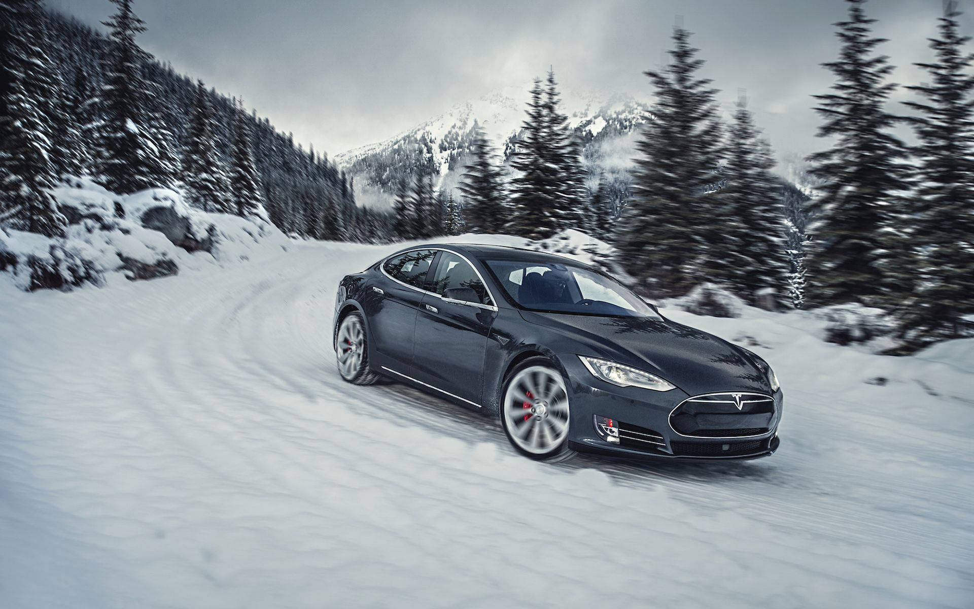 Tesla in Canadian Winter Snow